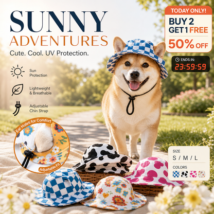 🎁🎁BUY 2 GET 1 FREE🌞Summer Puppy Bucket Hat with Ear Holes