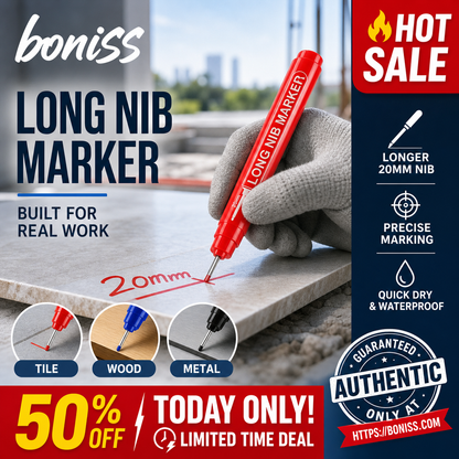 🖊️🔧 Precision Long Nib Marker – Waterproof Deep-Reach Pen for Tile, Wood & Tight Spaces